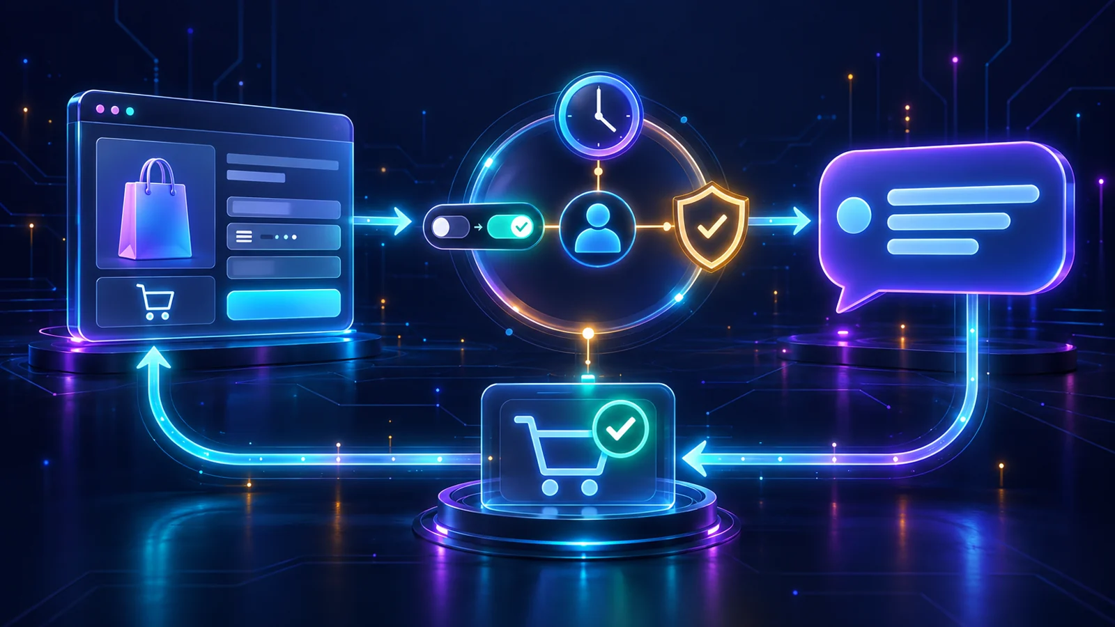 Flujo que conecta un checkout de Shopify con permiso, validación y un mensaje de recuperación por WhatsApp